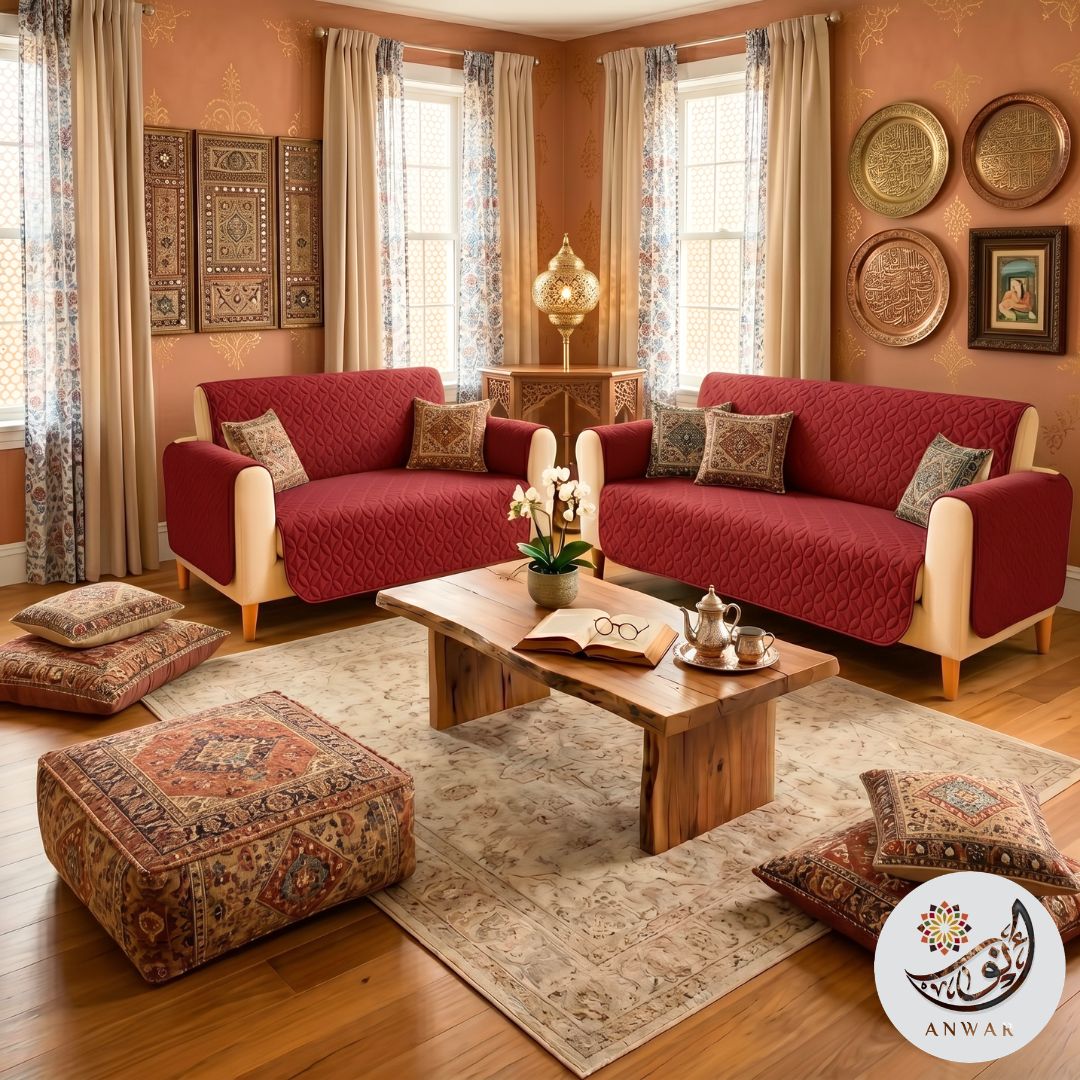 Quilted Sofa Covers - Maroon