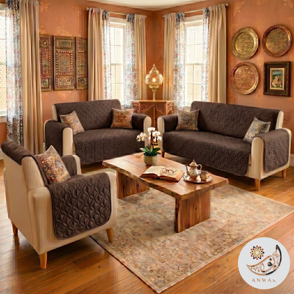 Quilted Sofa Covers - Brown