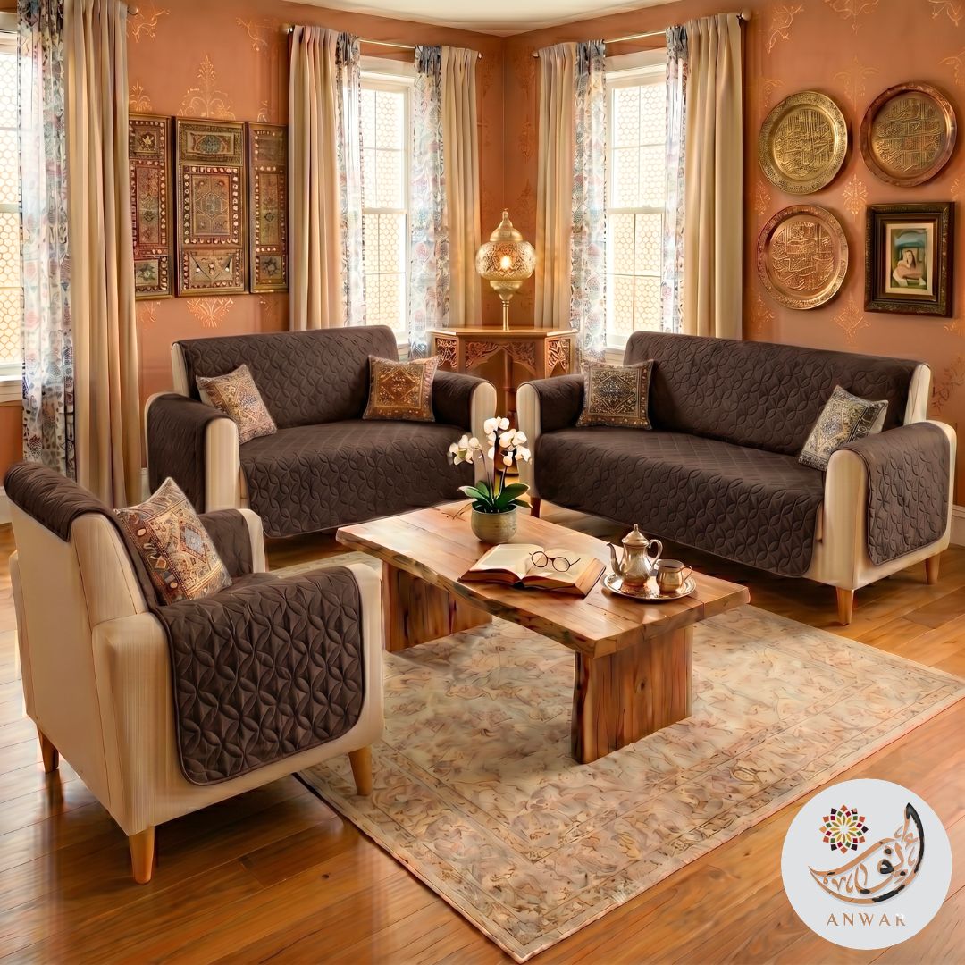 Quilted Sofa Covers - Brown