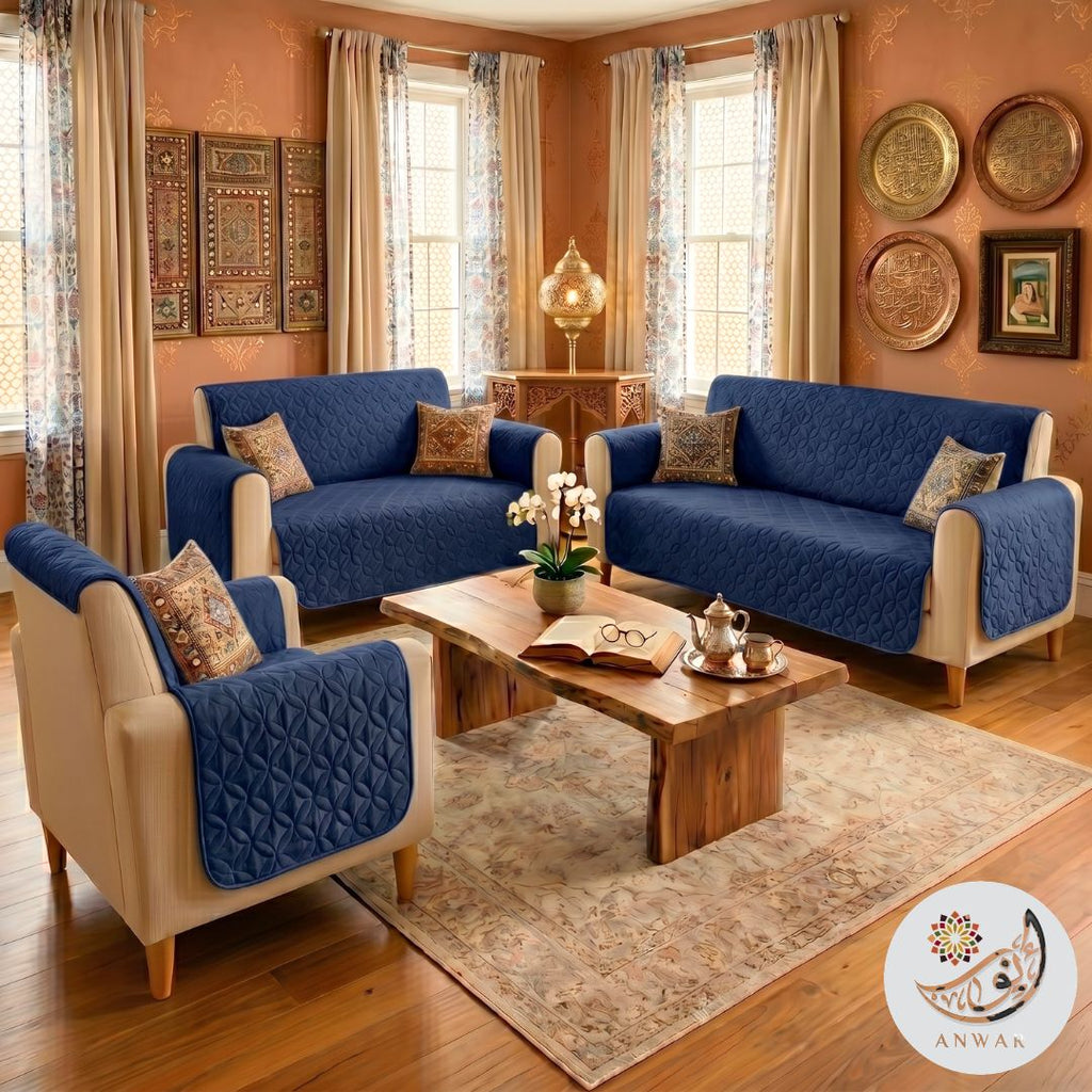 Quilted Sofa Covers - Blue