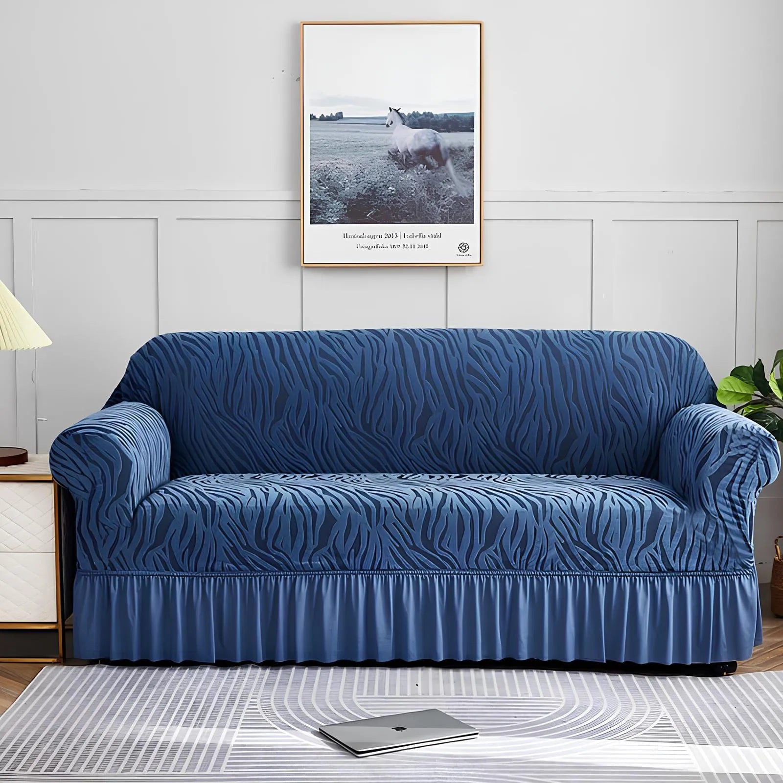 Zebra Sofa Cover - Blue