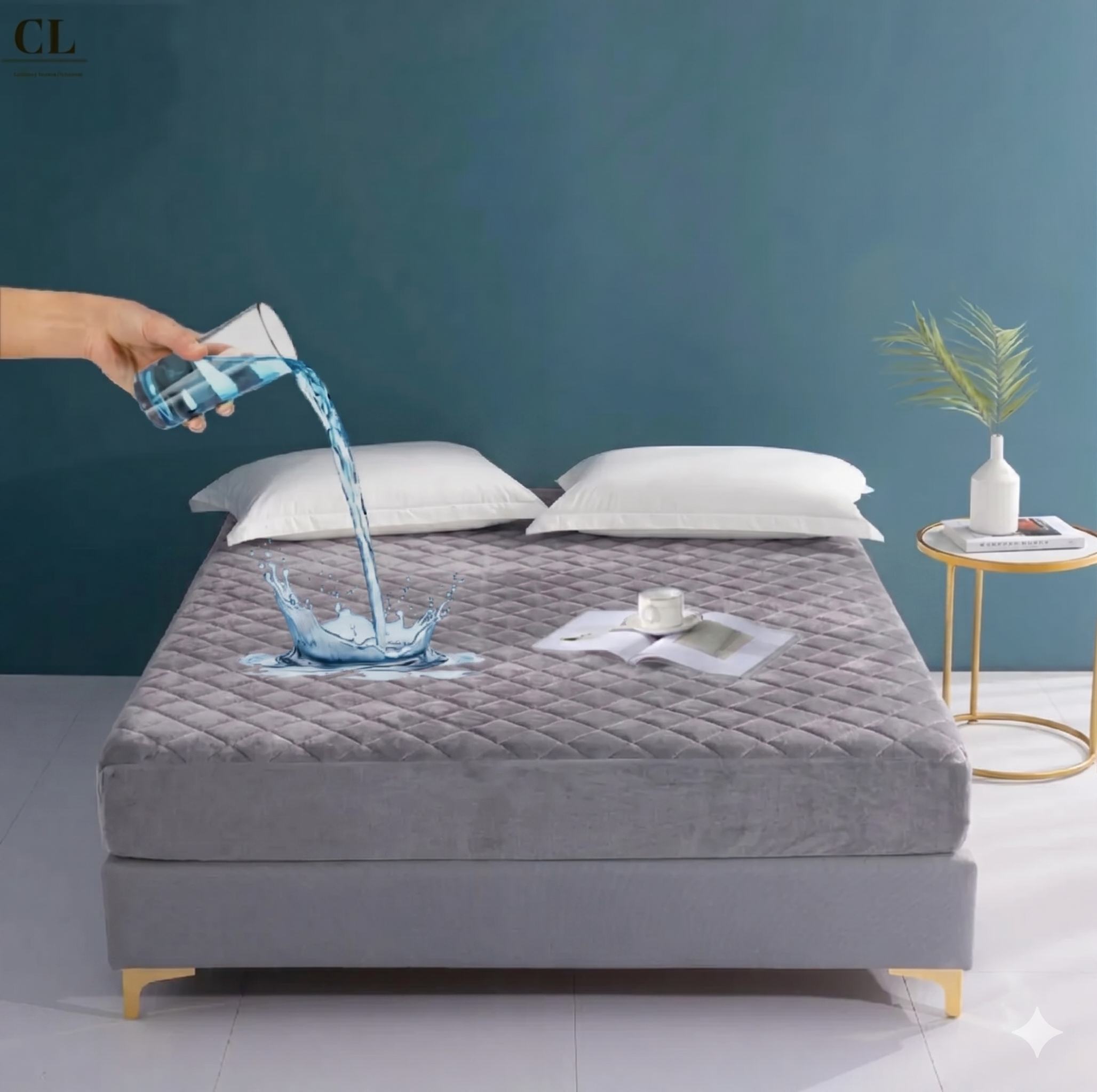 Waterproof Quilted Mattress Cover – Grey
