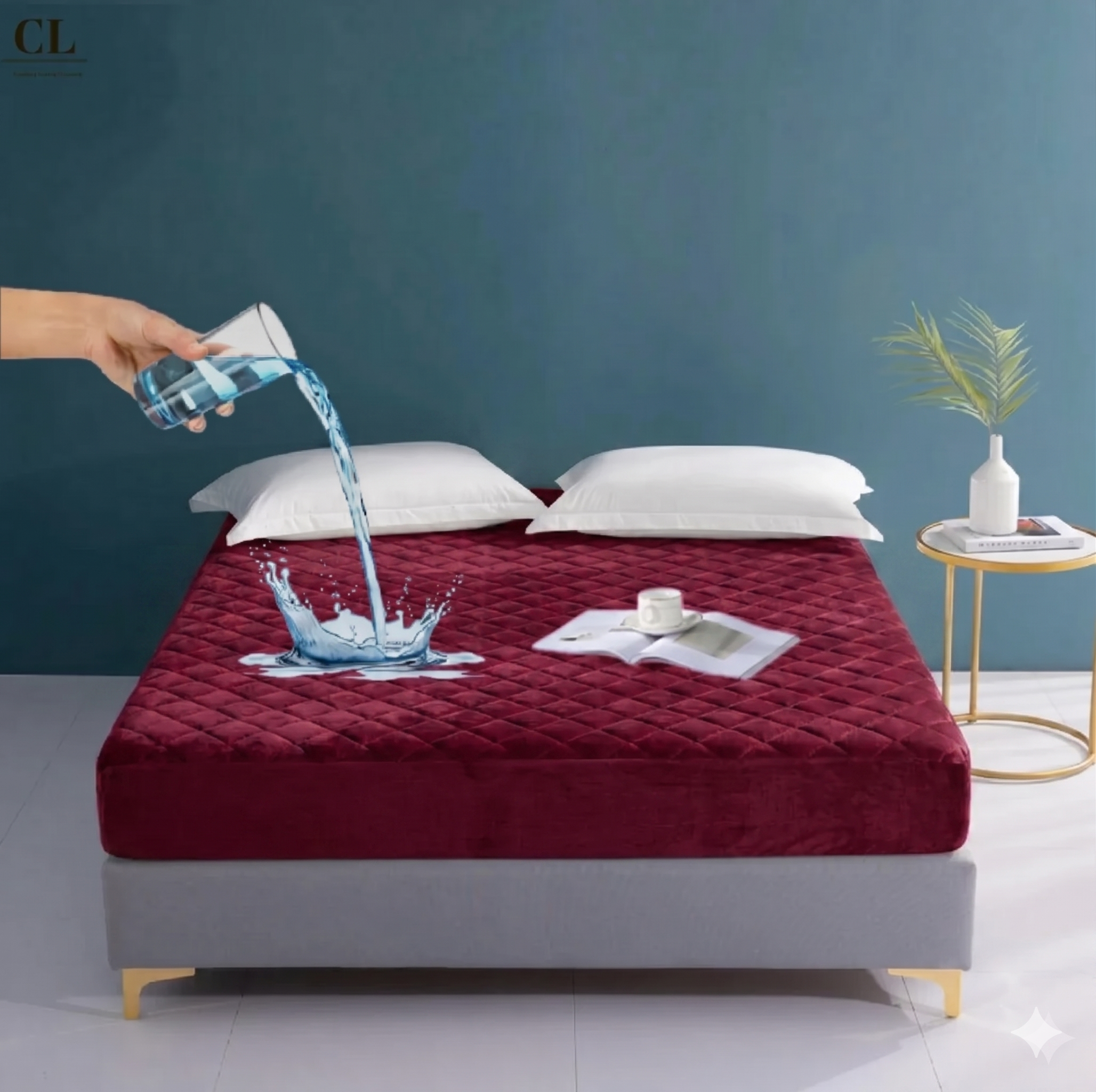 Waterproof Quilted Mattress Cover – Maroon