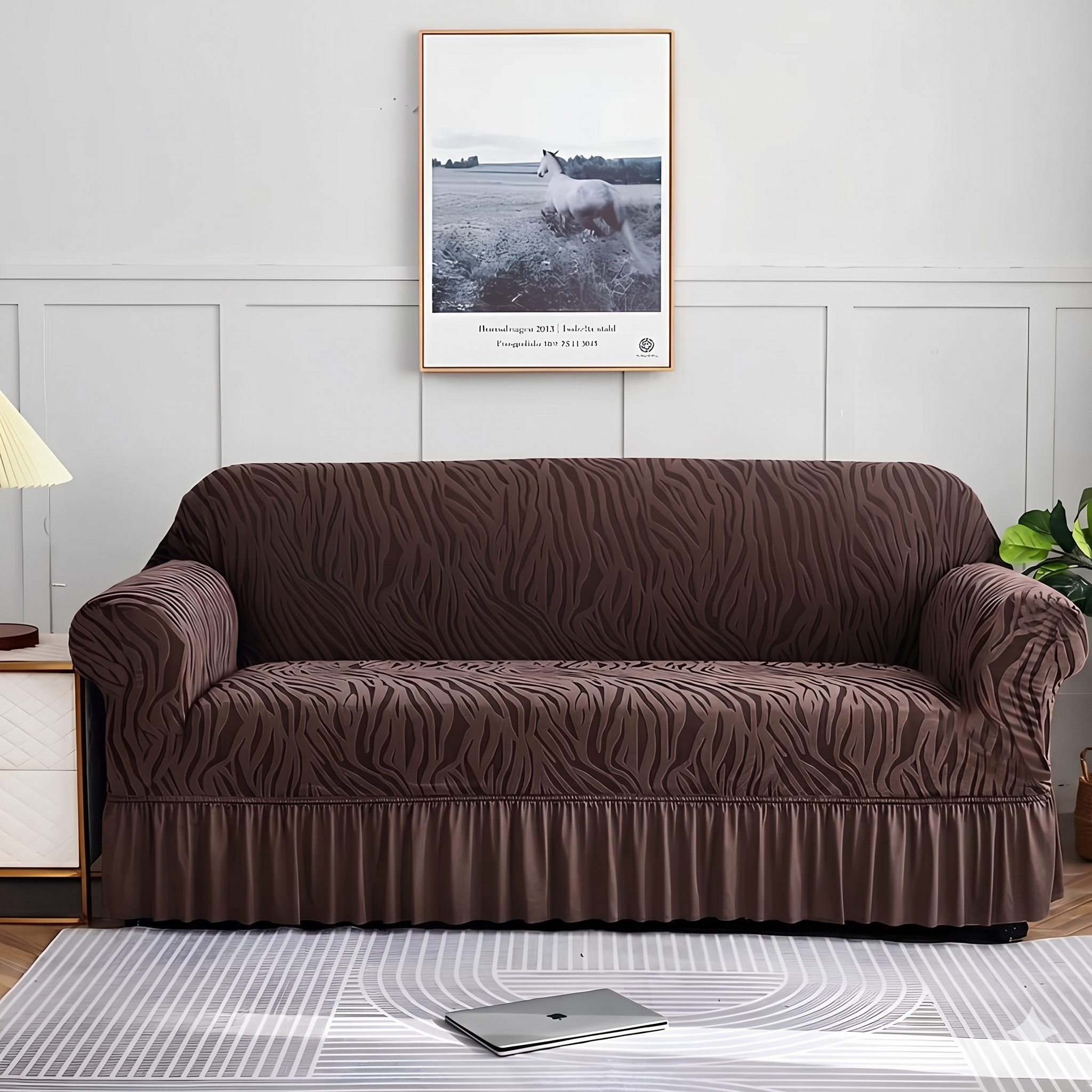 Zebra Sofa Cover - Brown