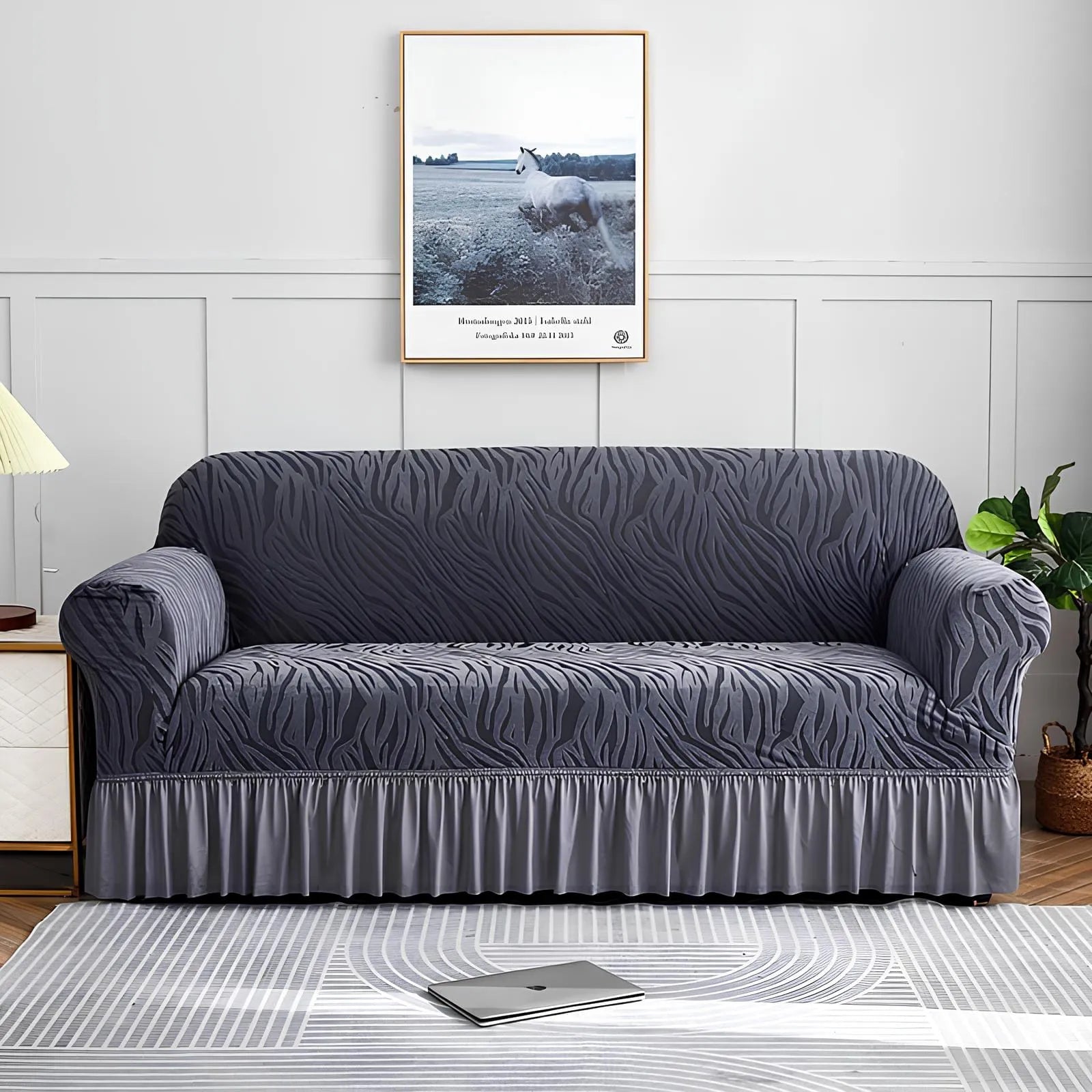 Zebra Sofa Cover - Grey