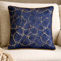 Midnight Navy & Gold Ginkgo Leaf Velvet Cushion Cover | 16" × 16" | Luxury Botanical Print Pillow Cover