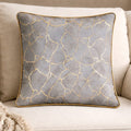 Steel Grey & Gold Ginkgo Leaf Velvet Cushion Cover | 16" × 16" | Contemporary Botanical Print Pillow Cover