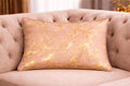 Blush Rose Gold Marble Velvet Cushion Cover | 19" × 29" | Soft Pink & Gold Abstract Print Pillow Cover
