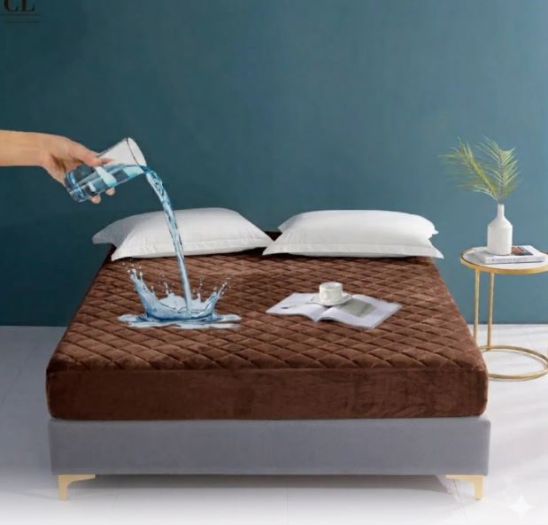 Waterproof Quilted Mattress Cover – Brown