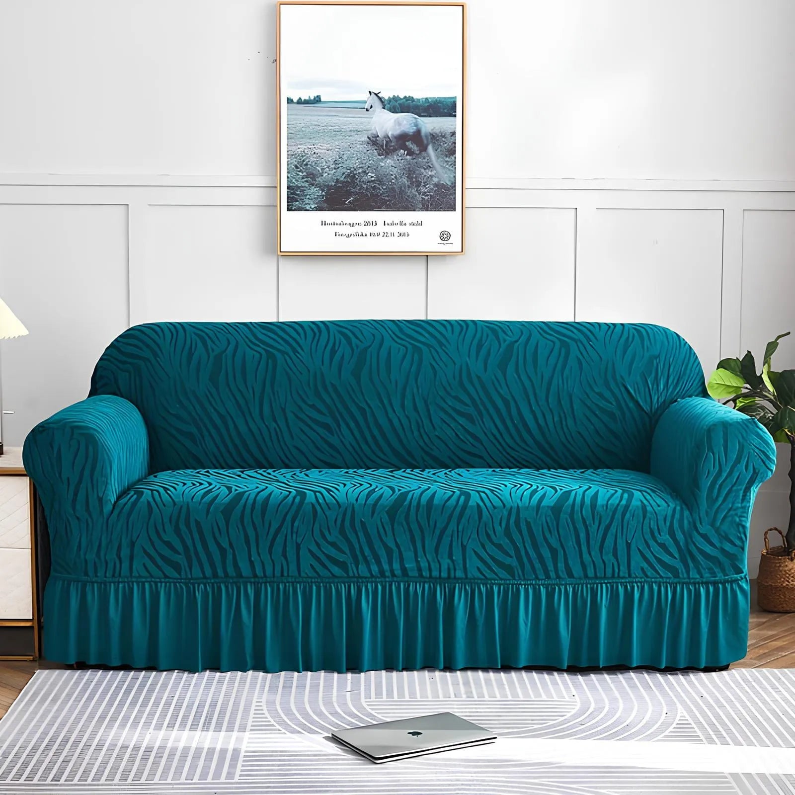 Zebra Sofa Cover - Zinc